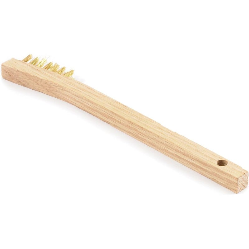 Forney 70490 Wire Scratch Brush, Brass with Wood Handle, 7-3/4-Inch-by-.006-Inch - Image 3